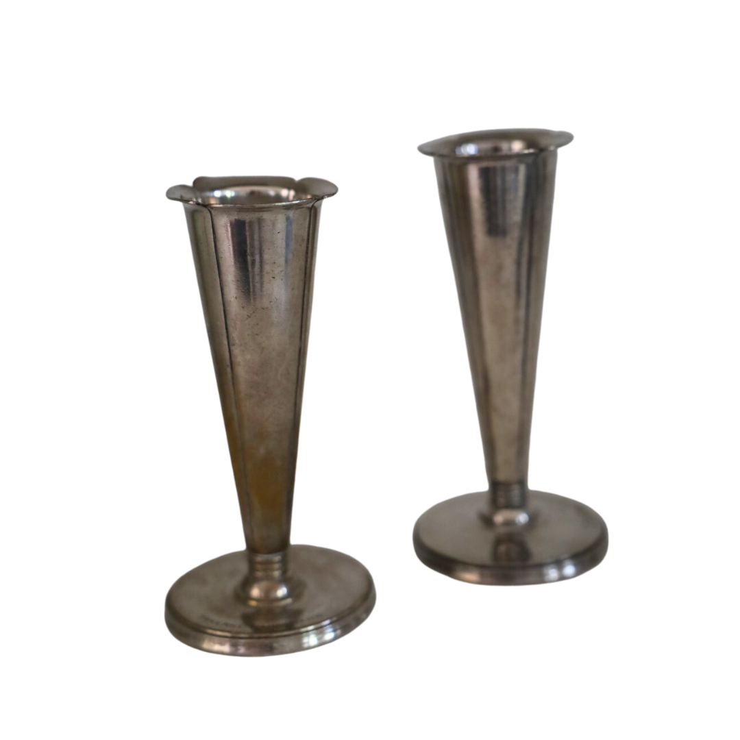 Vintage Silver Tulip Vases from Parisian Brasserie