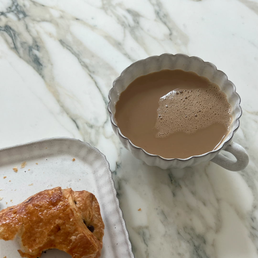 French Ceramic Large Scalloped Tea Cup