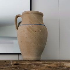 Vintage Olive Jar Blue Stripe